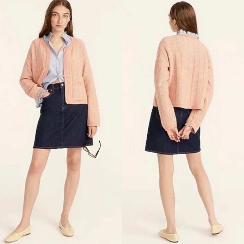 J.Crew J. Crew Sweater Small BA408  Open Front Cardigan Peach Old Money Preppy